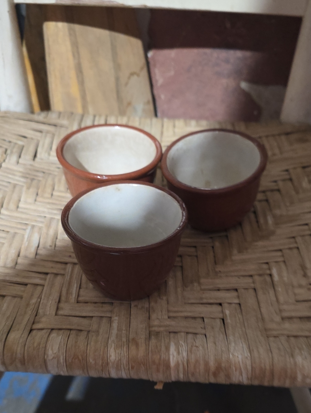 Brown Ceramic Weller Ramekin Set  Of 3- Versatile Kitchen Cups